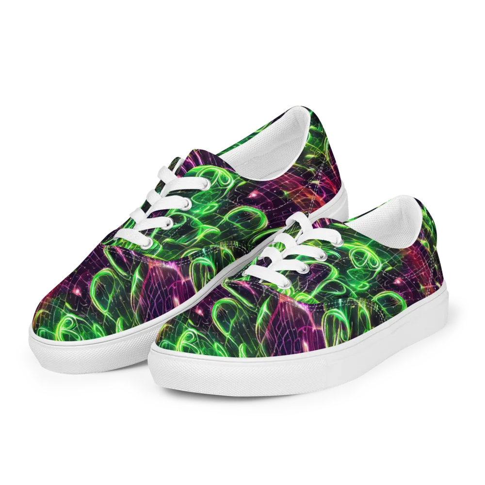 Quantum Ribbons on Men's Lace-Up Canvas Shoes — Left Front