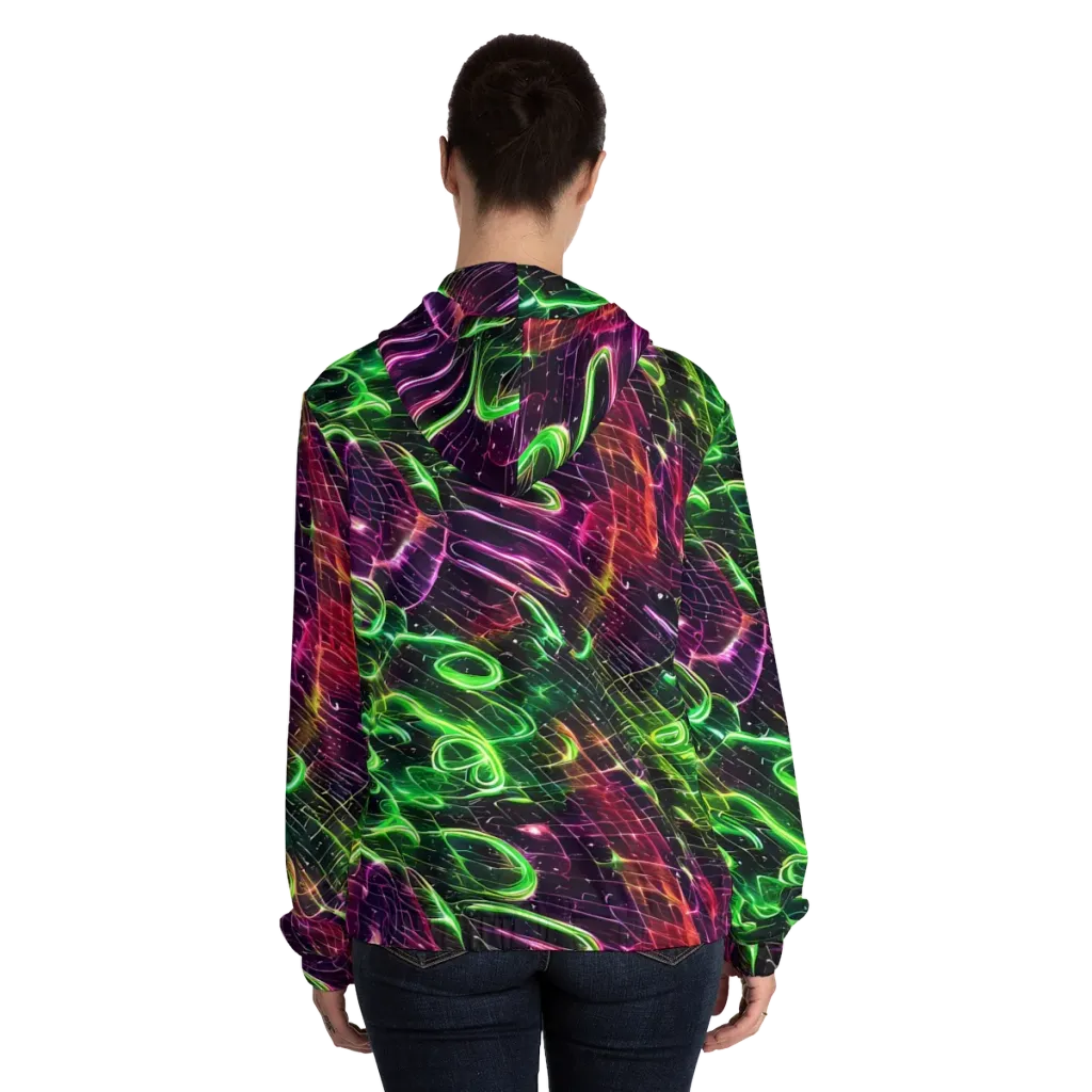Quantum Ribbons on Women's Full-Zip Hoodie — Back On Person