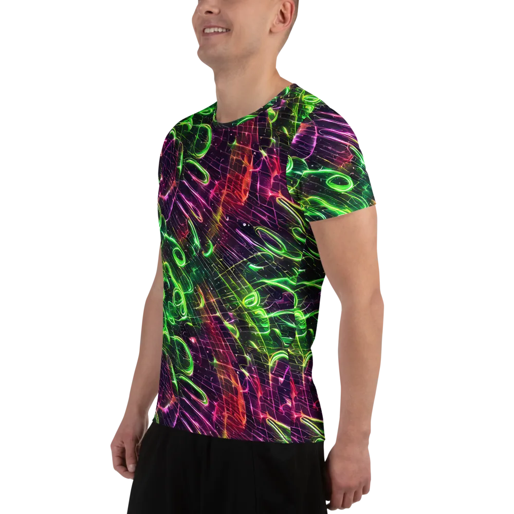 Quantum Ribbons on Men's Athletic T-Shirt — Left