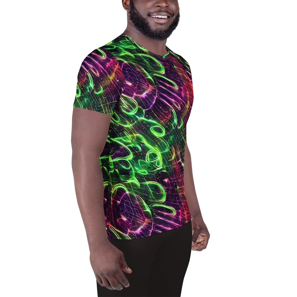 Quantum Ribbons on Men's Athletic T-Shirt — Right