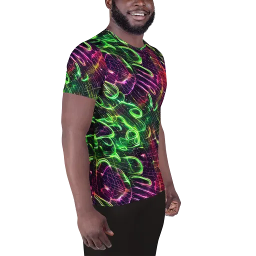 Quantum Ribbons on a Men's Athletic T-Shirt
