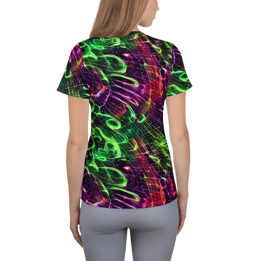 Quantum Ribbons on Women's Athletic T-Shirt — Back