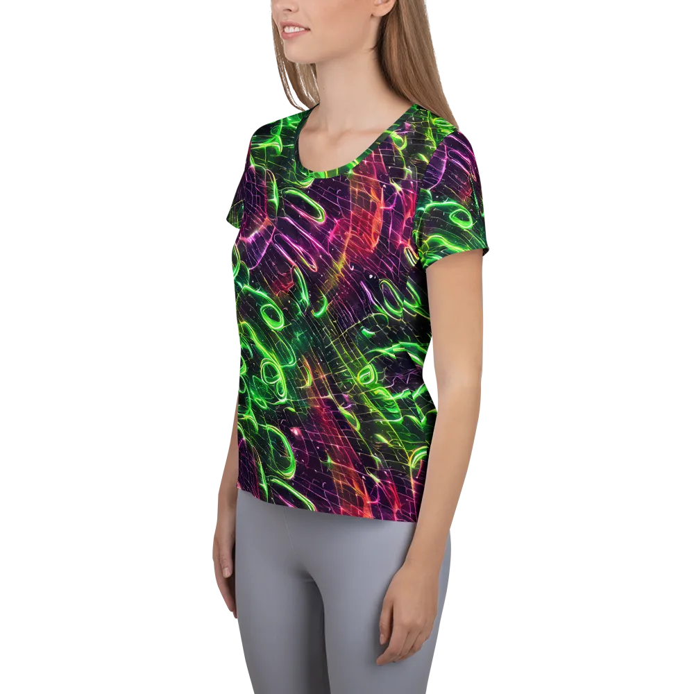 Quantum Ribbons on Women's Athletic T-Shirt — Left