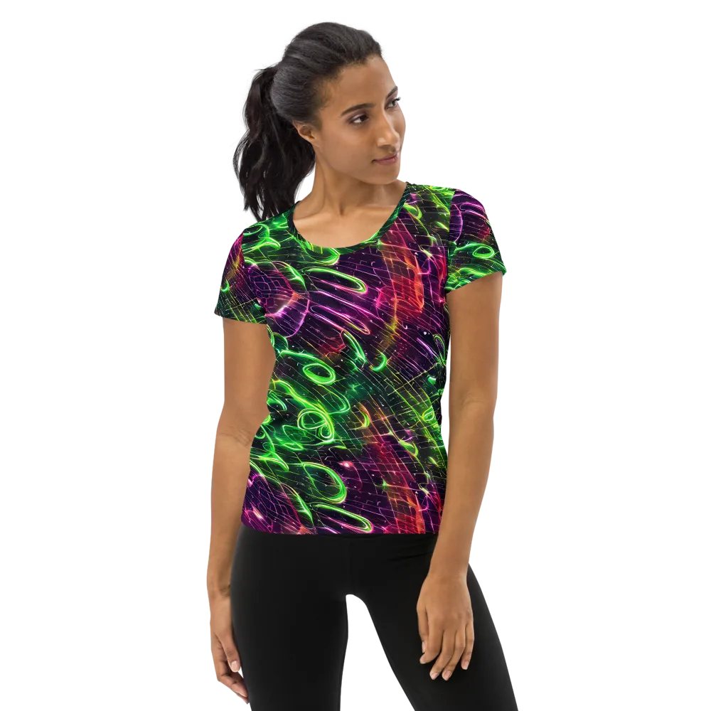 Quantum Ribbons on Women's Athletic T-Shirt — Front