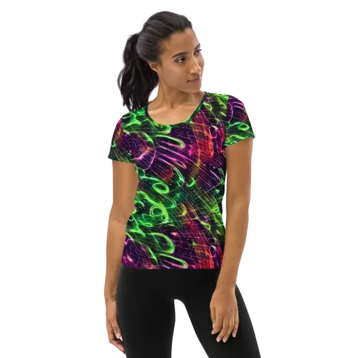 Quantum Ribbons on a Women's Athletic T-Shirt