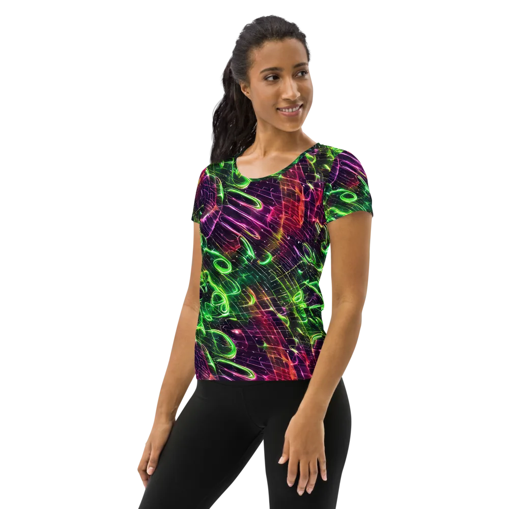 Quantum Ribbons on Women's Athletic T-Shirt — Left