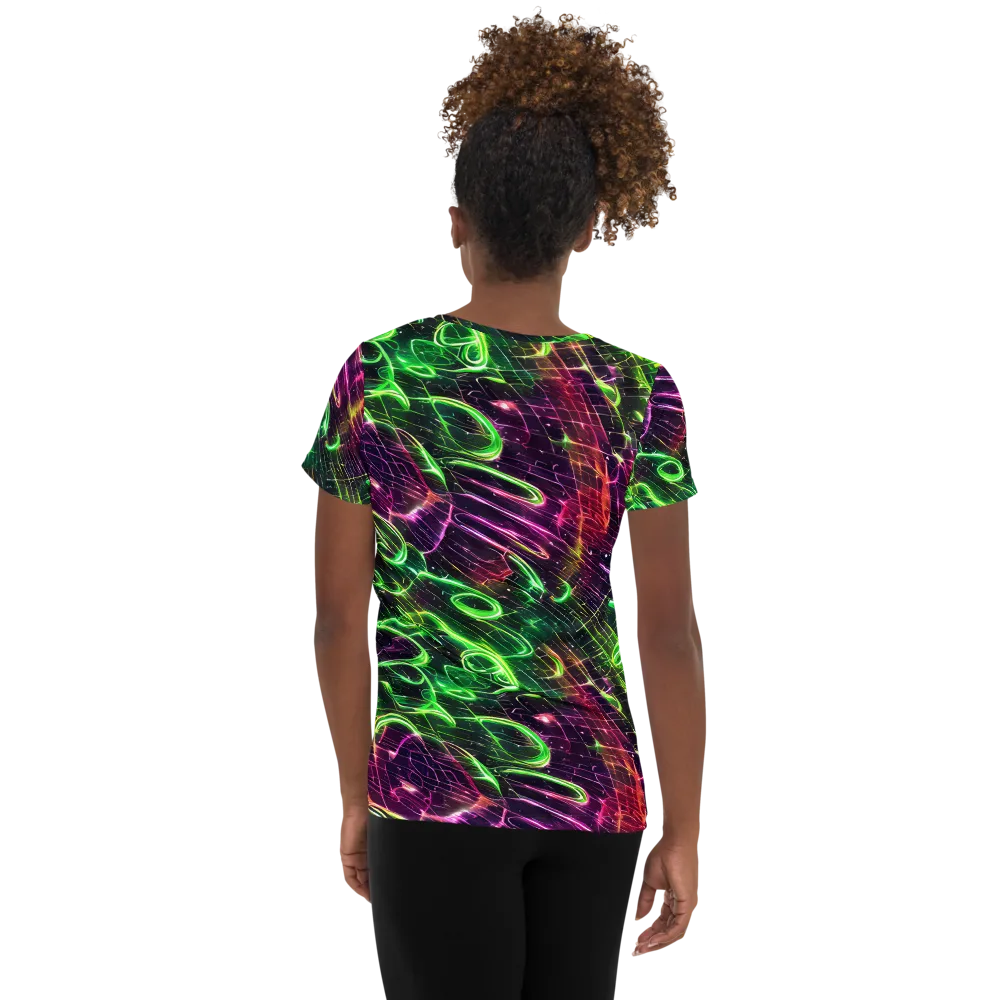 Quantum Ribbons on Women's Athletic T-Shirt — Back