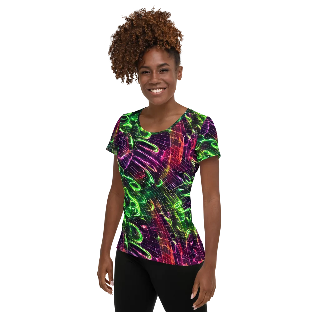 Quantum Ribbons on Women's Athletic T-Shirt — Left