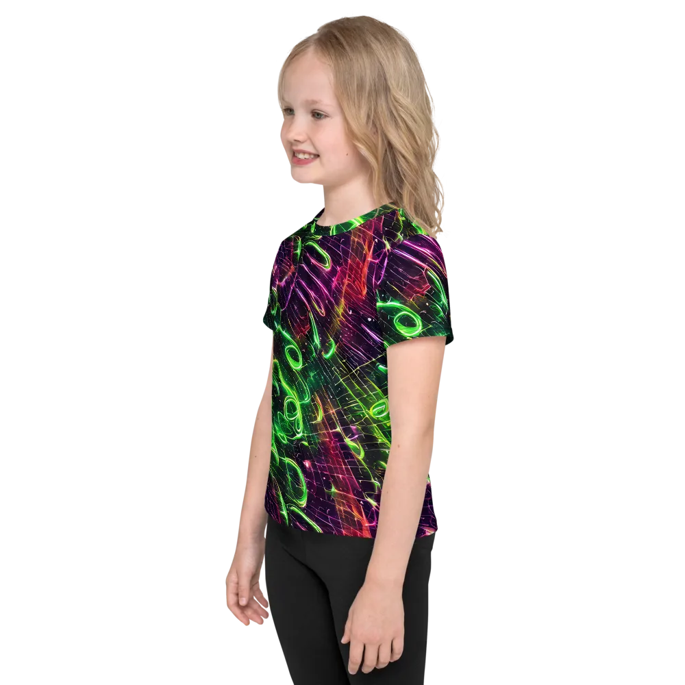 Quantum Ribbons on Kids Crew Neck T-Shirt — Left
