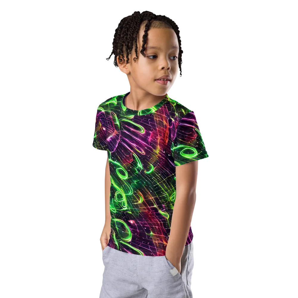 Quantum Ribbons on Kids Crew Neck T-Shirt — Left Front