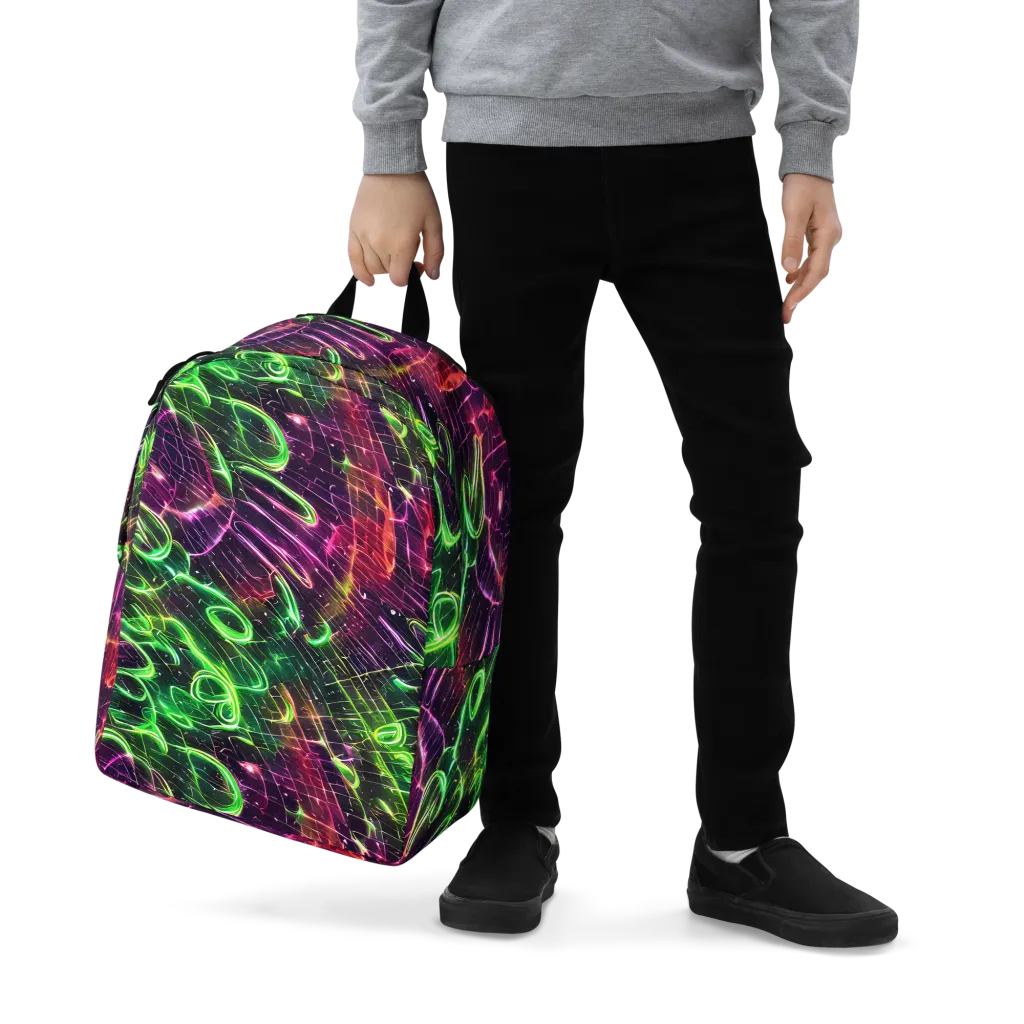Quantum Ribbons on Minimalist Backpack — Zoomed-in