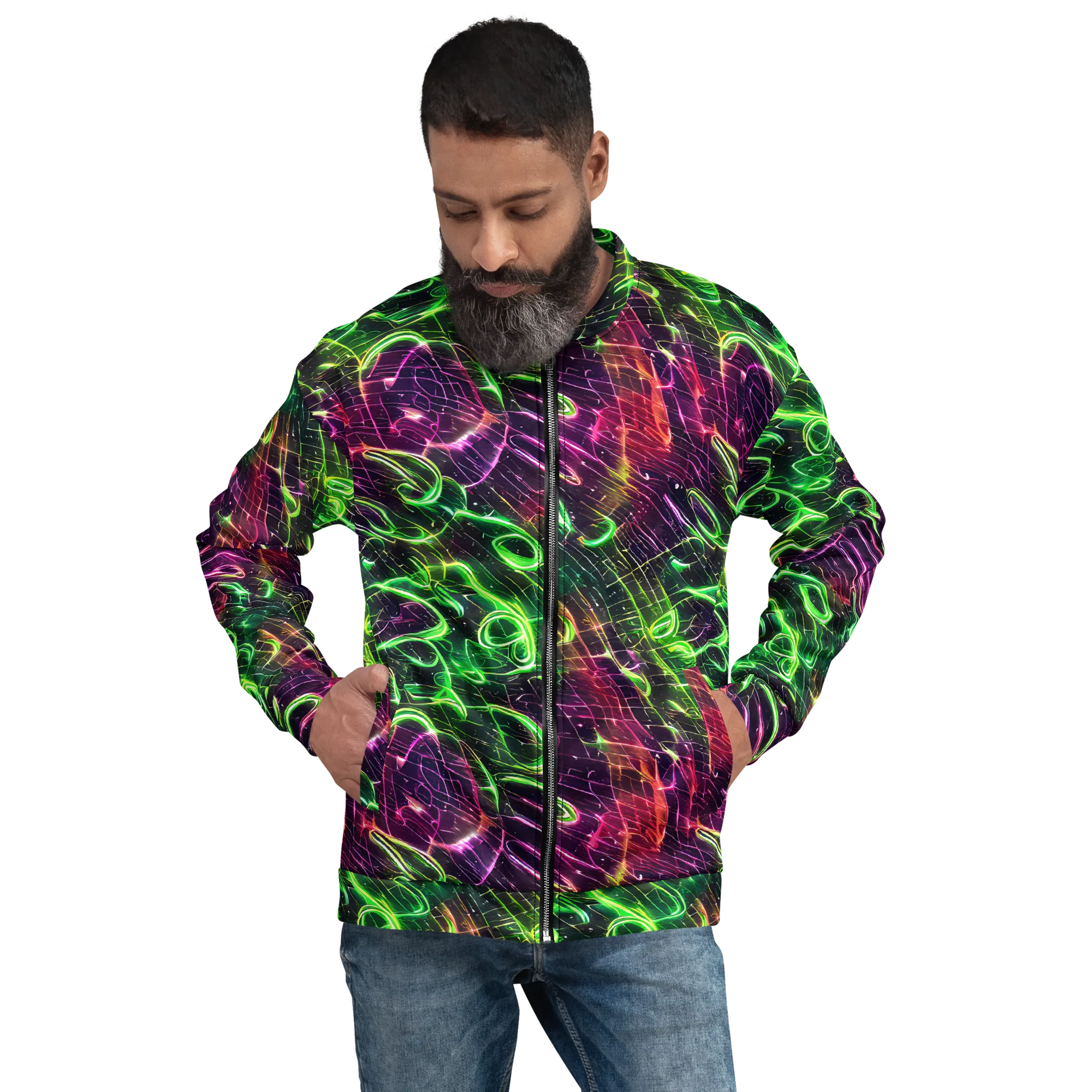 Quantum Ribbons on Bomber Jacket — Front