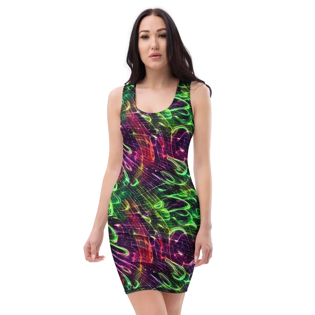 Quantum Ribbons on Bodycon Dress — Front