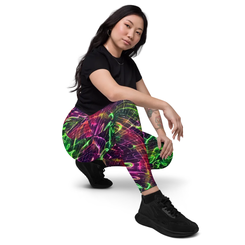Quantum Ribbons on Leggings with Pockets — Right Front