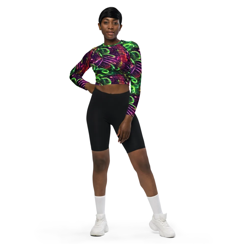 Quantum Ribbons on Long Sleeve Crop Top — Front