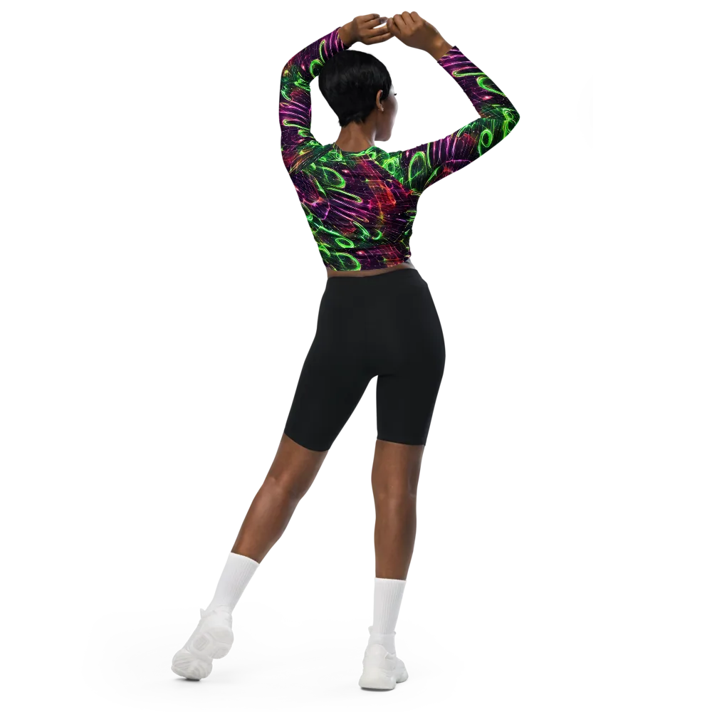 Quantum Ribbons on Long Sleeve Crop Top — Back
