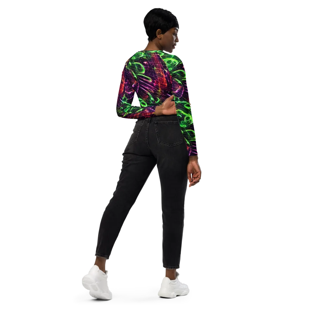 Quantum Ribbons on Long Sleeve Crop Top — Right Back