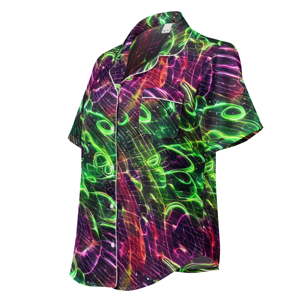 Quantum Ribbons on Women's Short Sleeve Pajama Top — Left Front