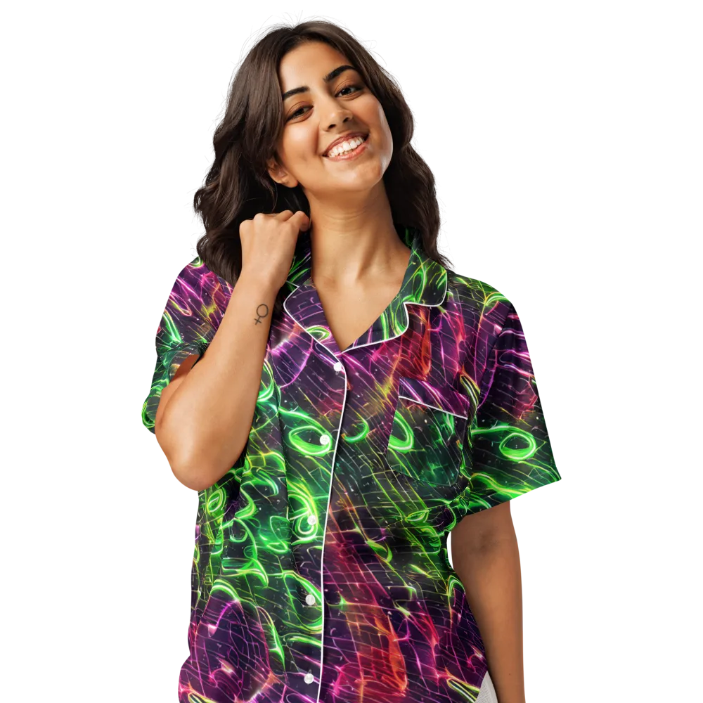 Quantum Ribbons on Women's Short Sleeve Pajama Top — Front