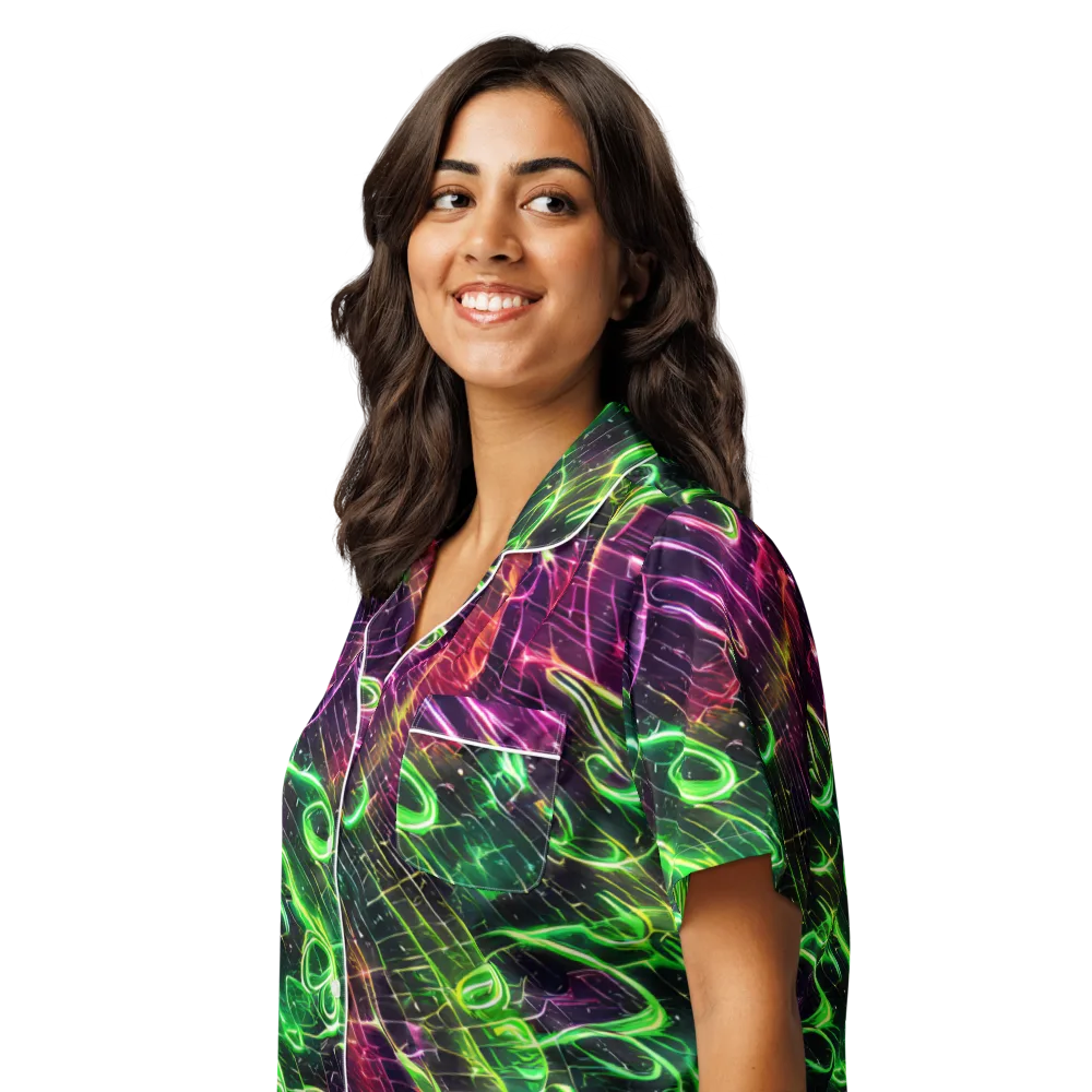 Quantum Ribbons on Women's Short Sleeve Pajama Top — Left Front