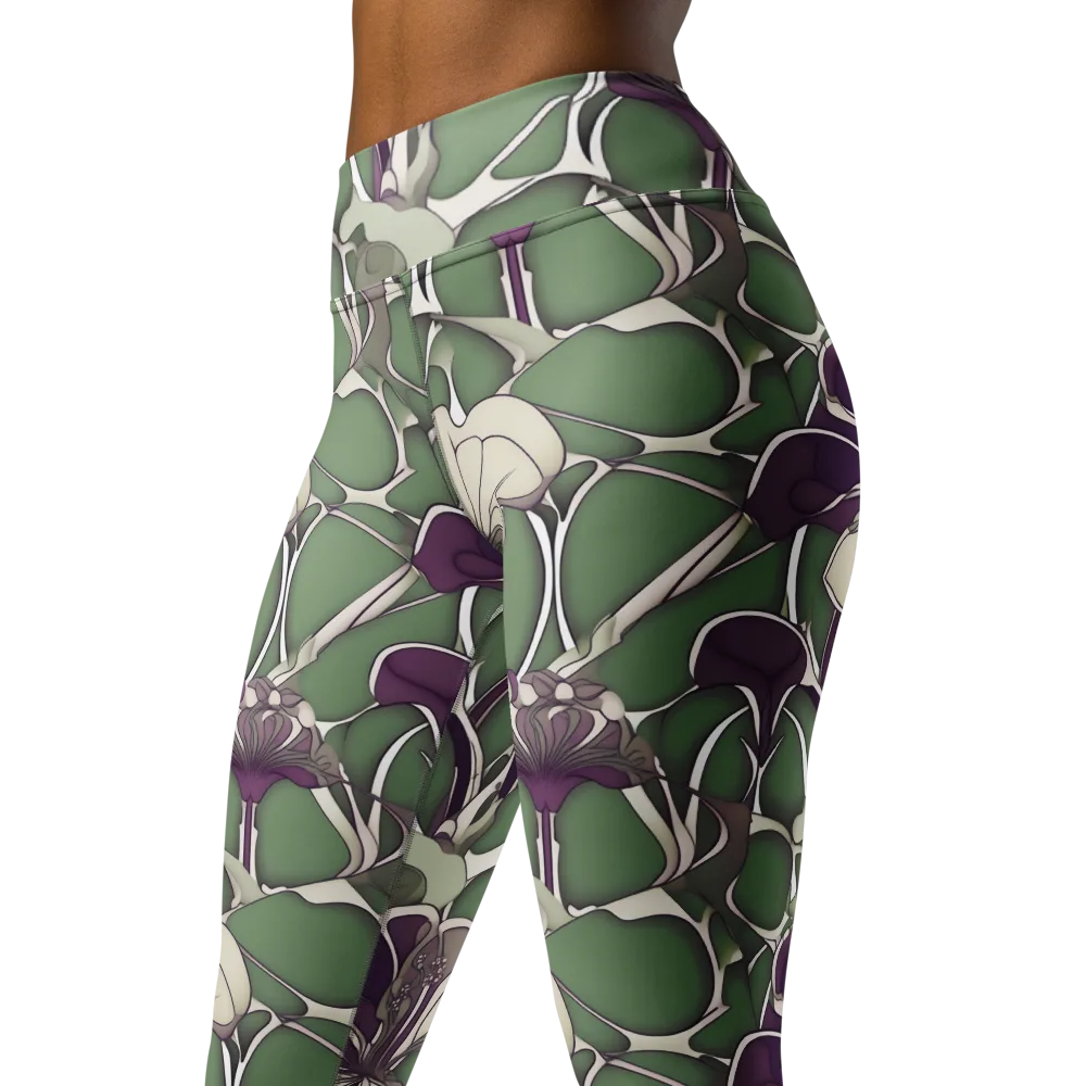 Violet Verdure on Yoga Leggings — Left Front