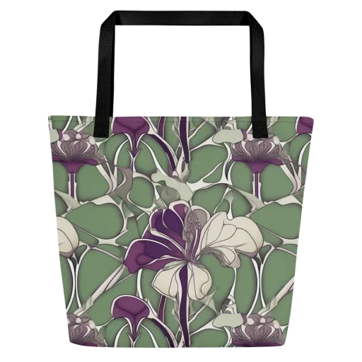 Violet Verdure on a Large Tote Bag W/ Pocket