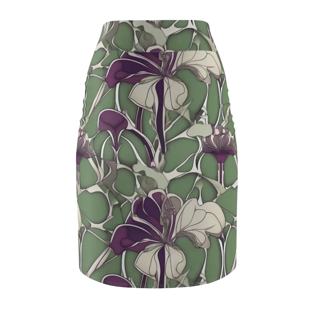 Violet Verdure on Pencil Skirt — Back