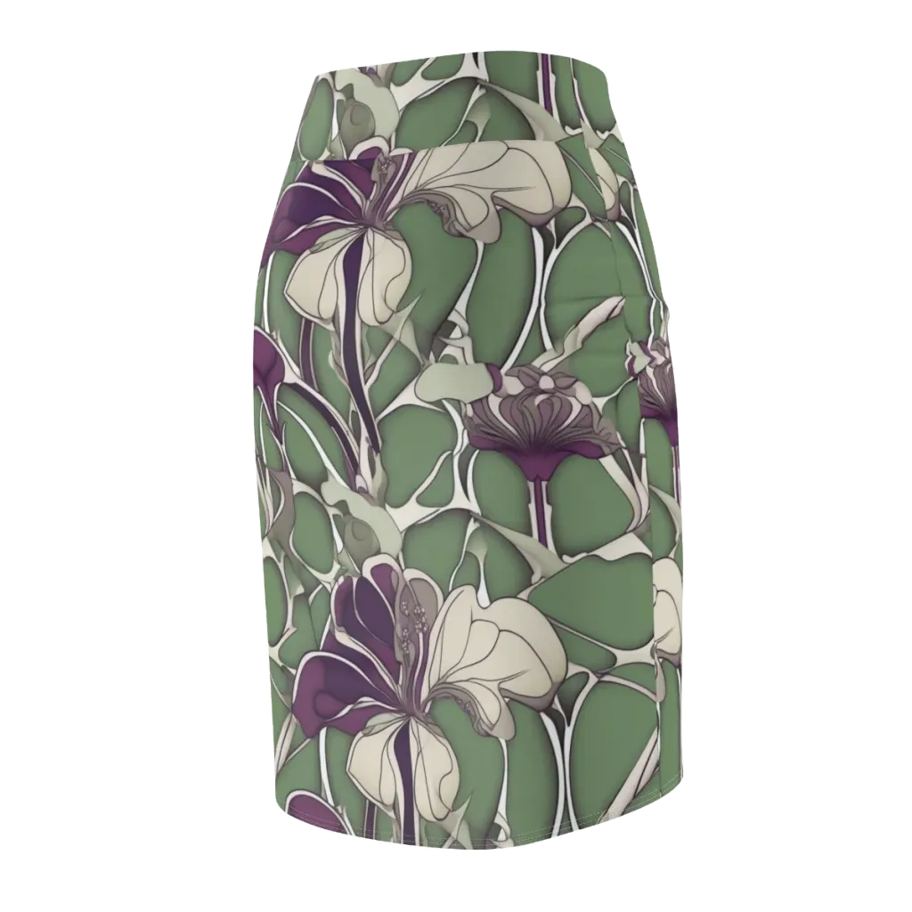 Violet Verdure on Pencil Skirt — Back Side
