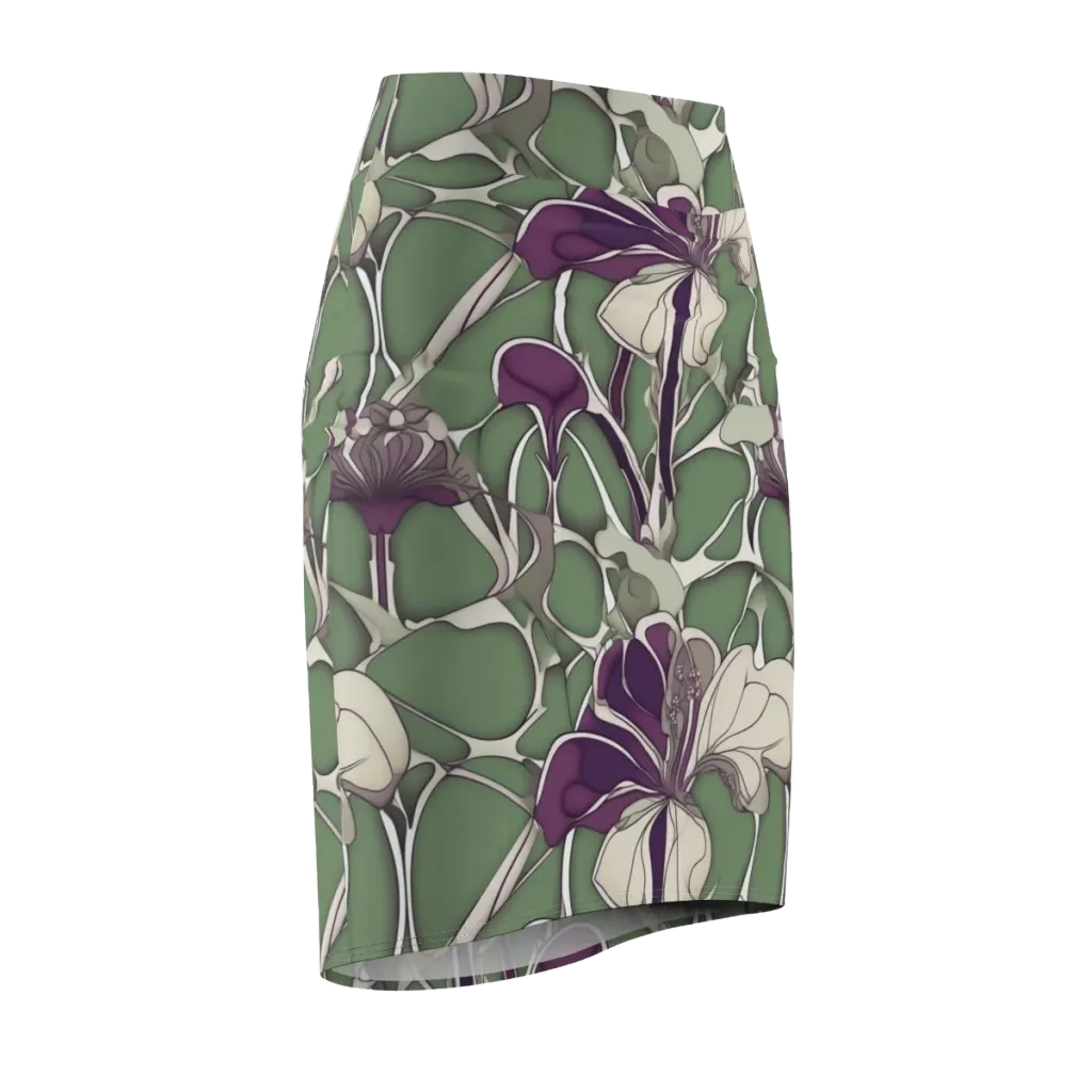 Violet Verdure on Pencil Skirt — Front Side