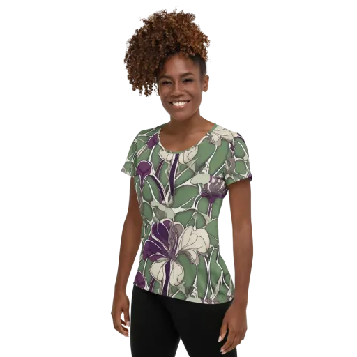 Violet Verdure on a Women's Athletic T-Shirt