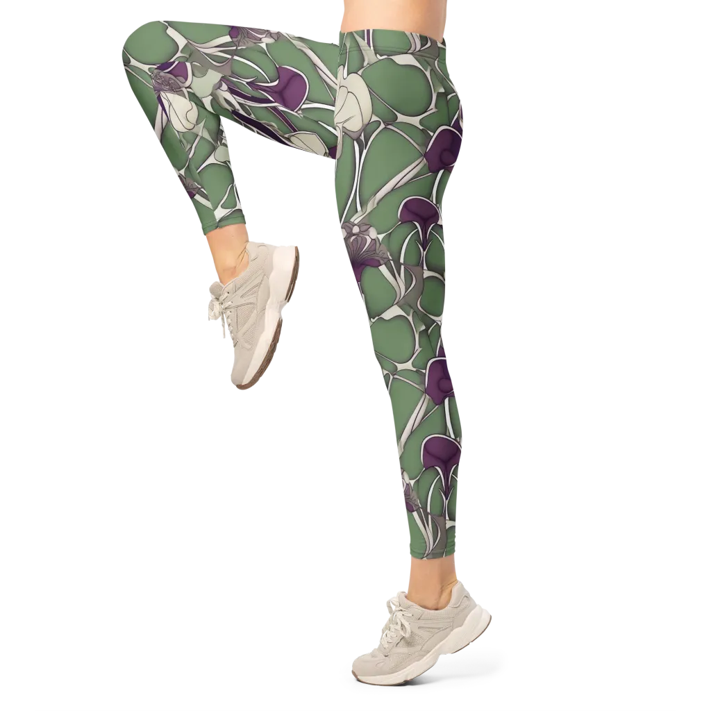 Violet Verdure on Leggings — Left