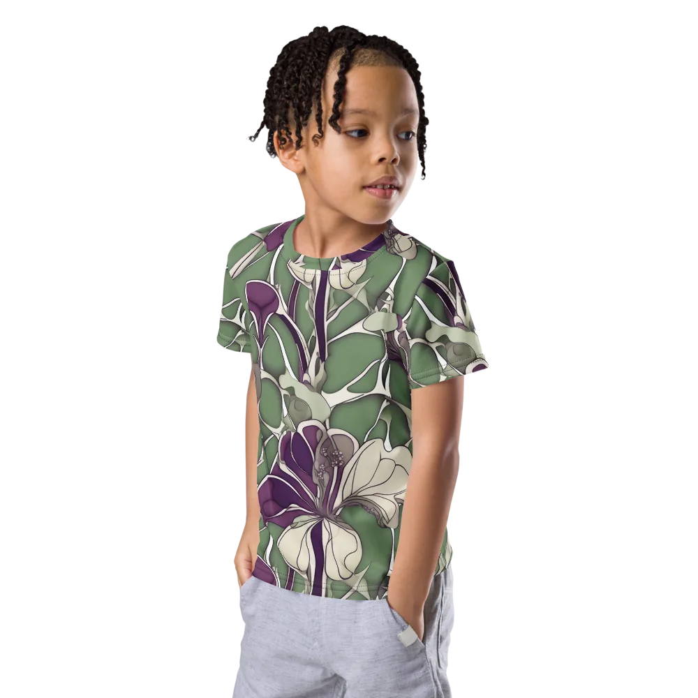 Violet Verdure on Kids Crew Neck T-Shirt — Left Front