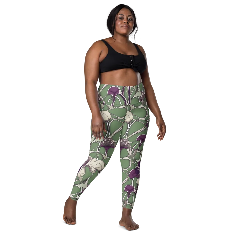 Violet Verdure on Leggings with Pockets — Front