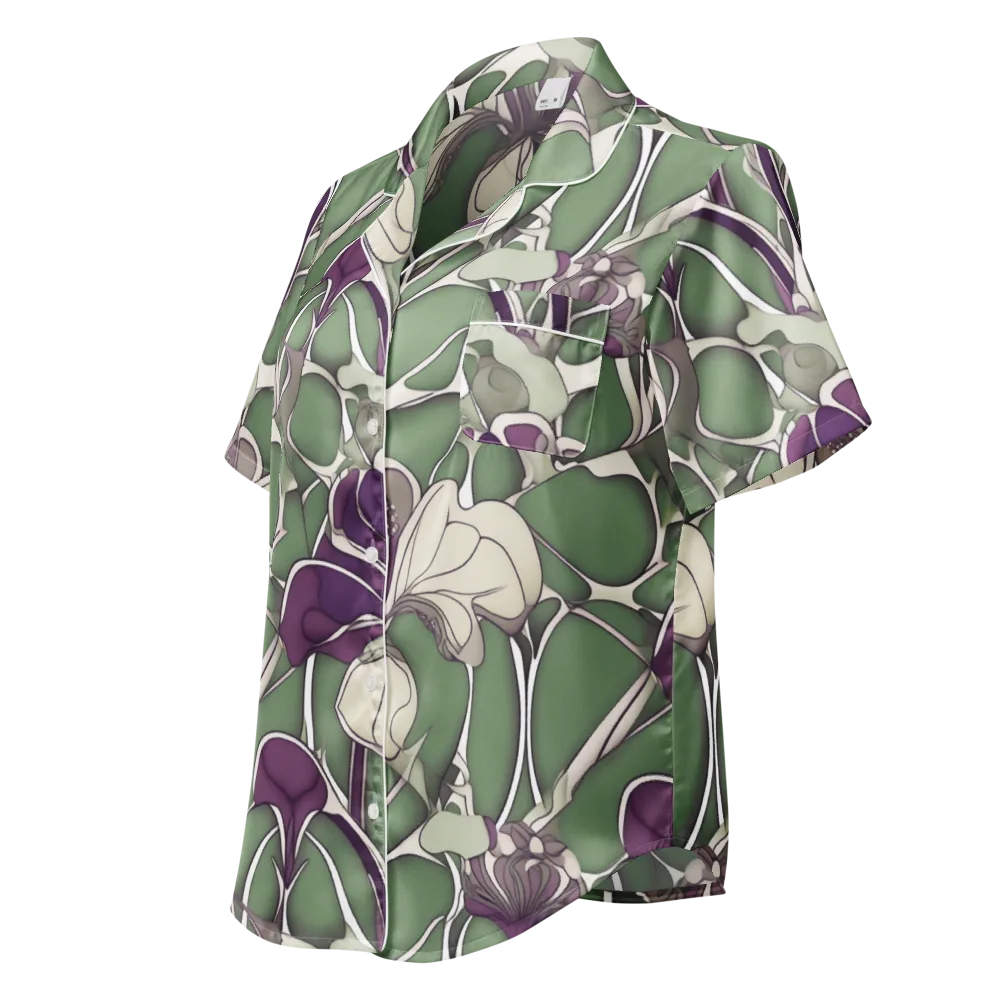 Violet Verdure on Women's Short Sleeve Pajama Top — Left Front