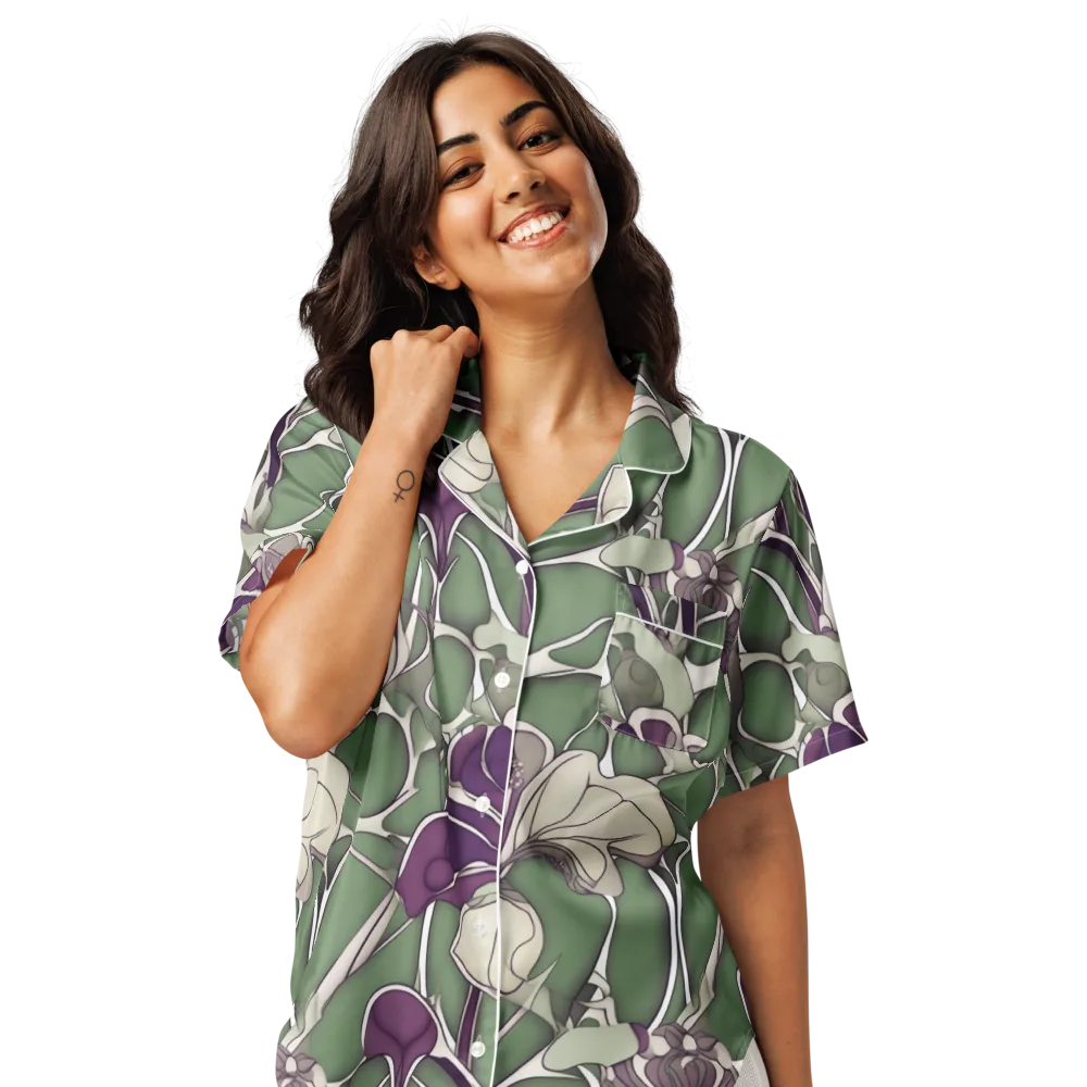 Violet Verdure on Women's Short Sleeve Pajama Top — Front