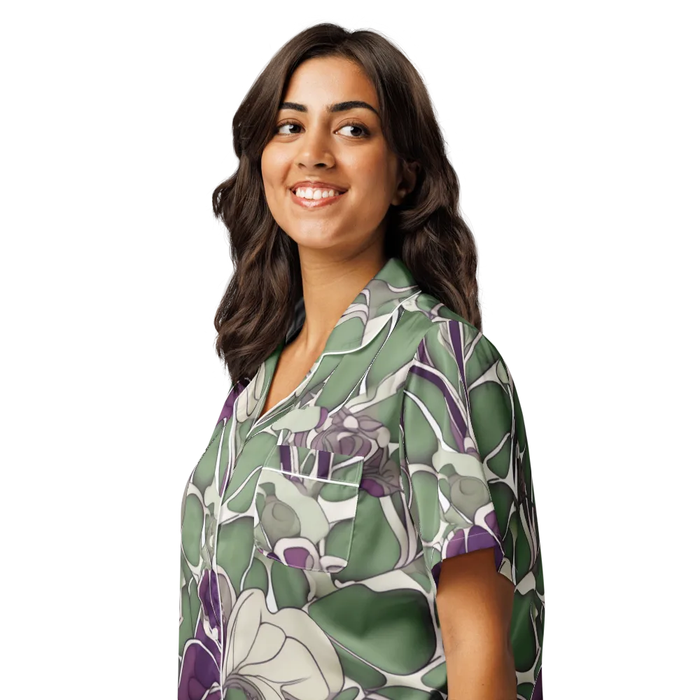 Violet Verdure on Women's Short Sleeve Pajama Top — Left Front