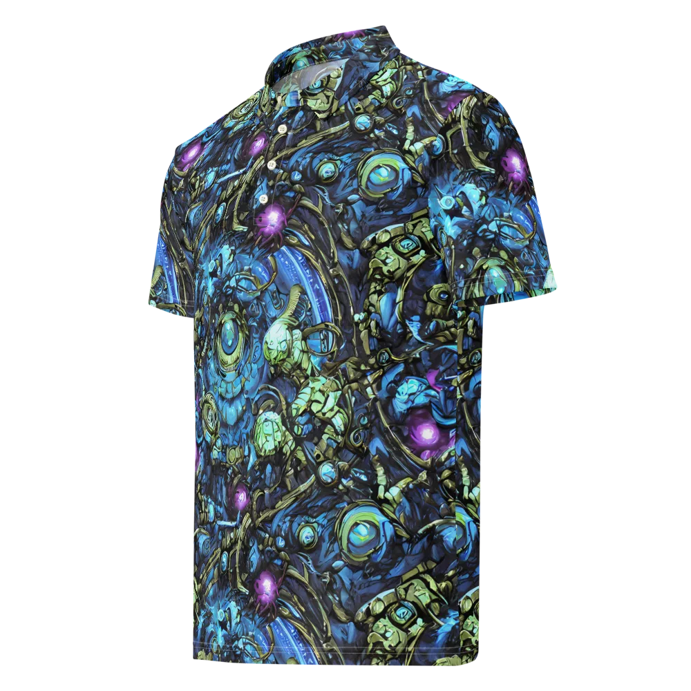 Bioluminescent Circuit on Men's Slim Fit Polo Shirt — Left Front