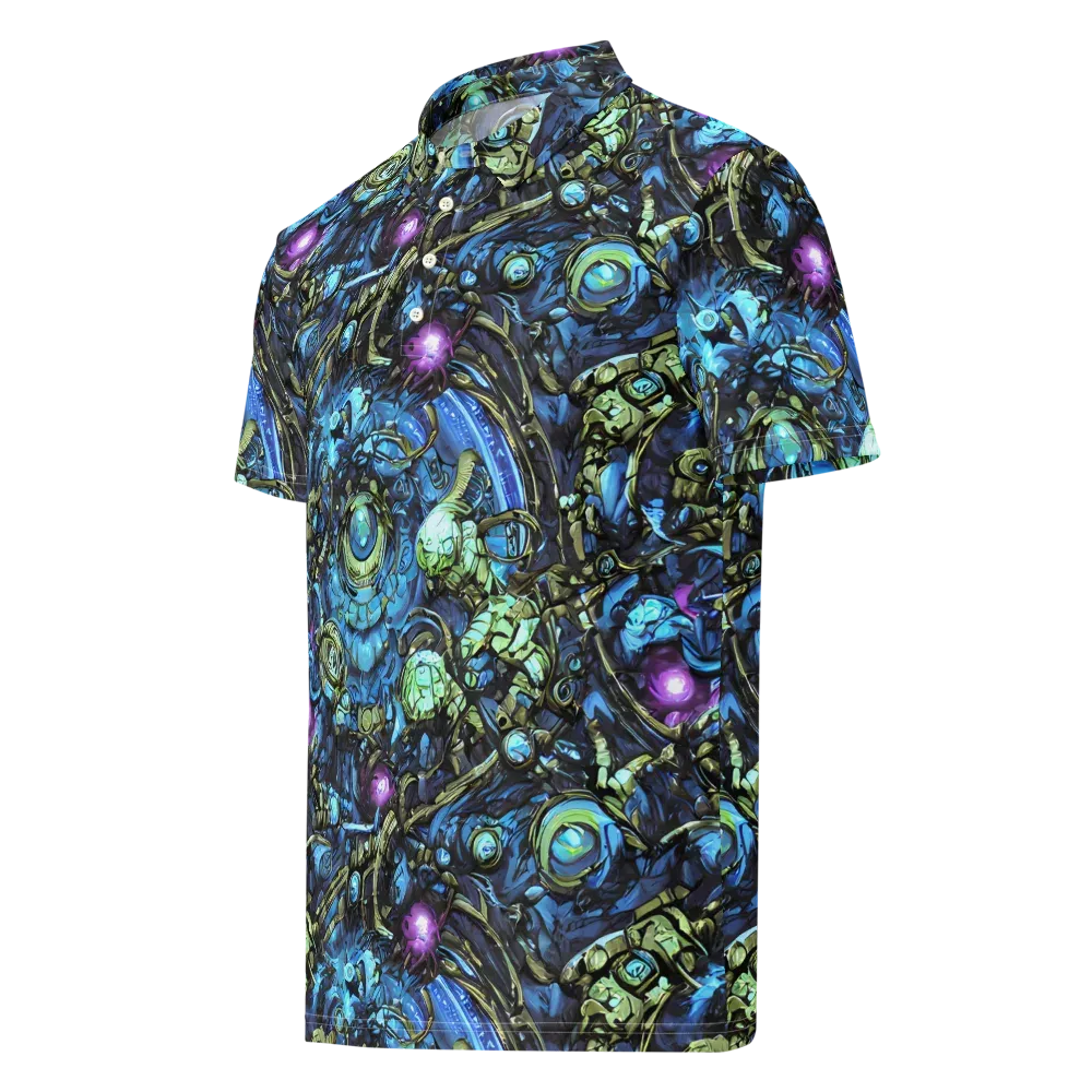 Bioluminescent Circuit on Men's Slim Fit Polo Shirt — Left Front