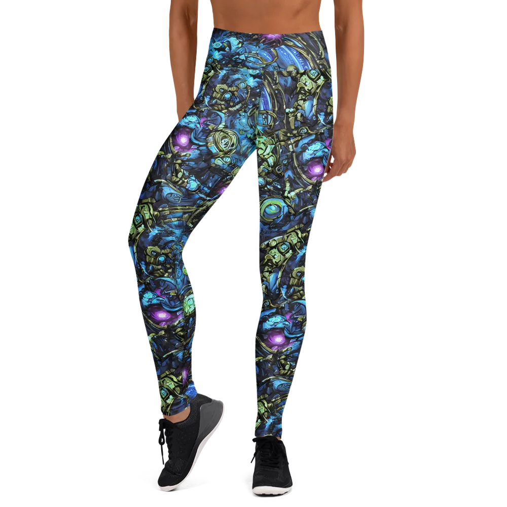 Bioluminescent Circuit on Yoga Leggings — Front
