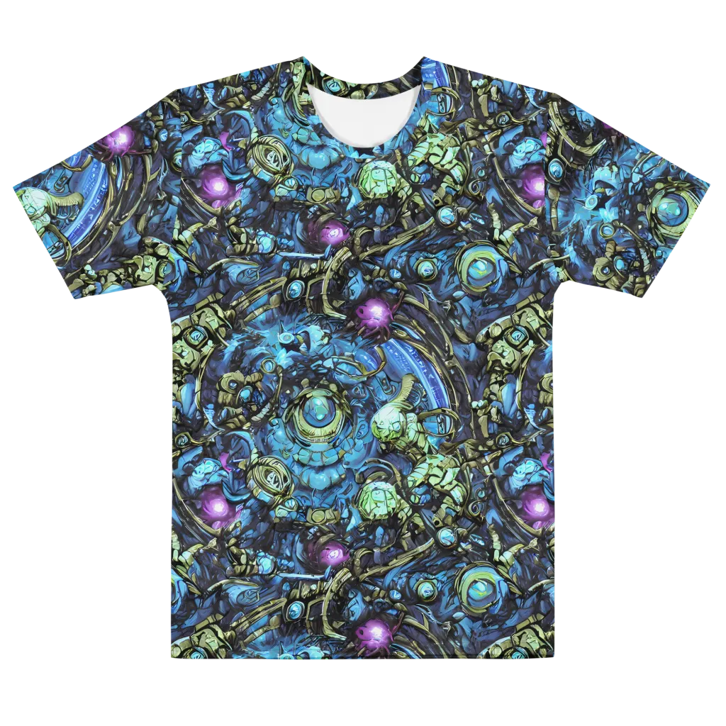 Bioluminescent Circuit on Men's Cotton Crew Neck T-Shirt — Front