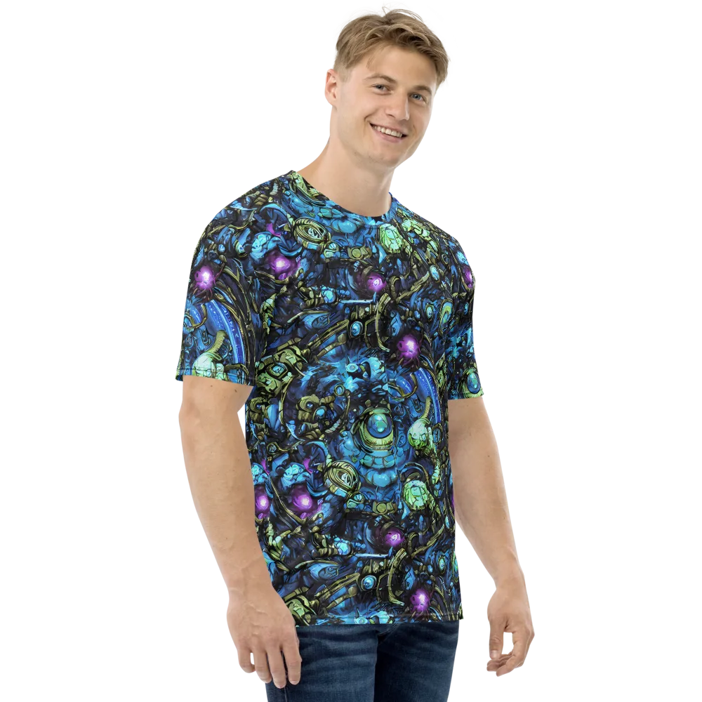 Bioluminescent Circuit on Men's Crew Neck T-Shirt — Right