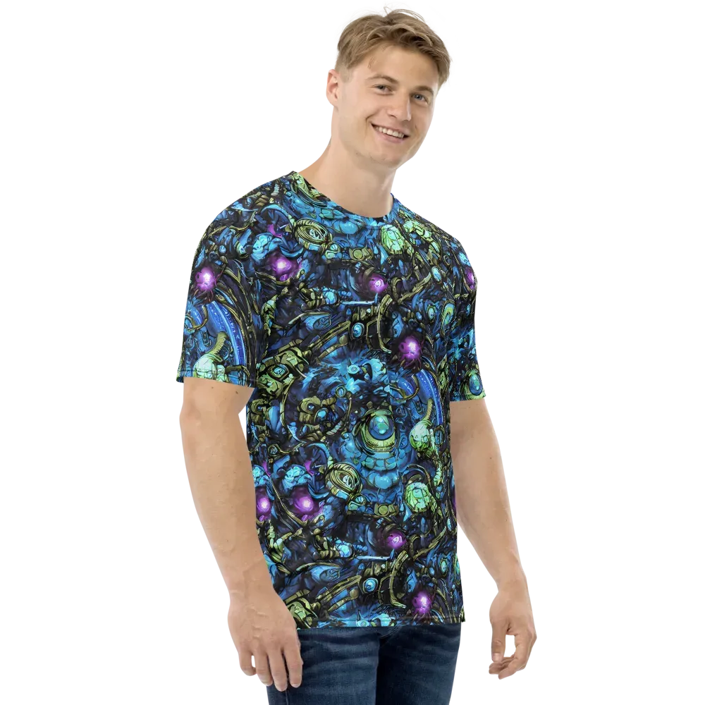 Bioluminescent Circuit on Men's Crew Neck T-Shirt — Right