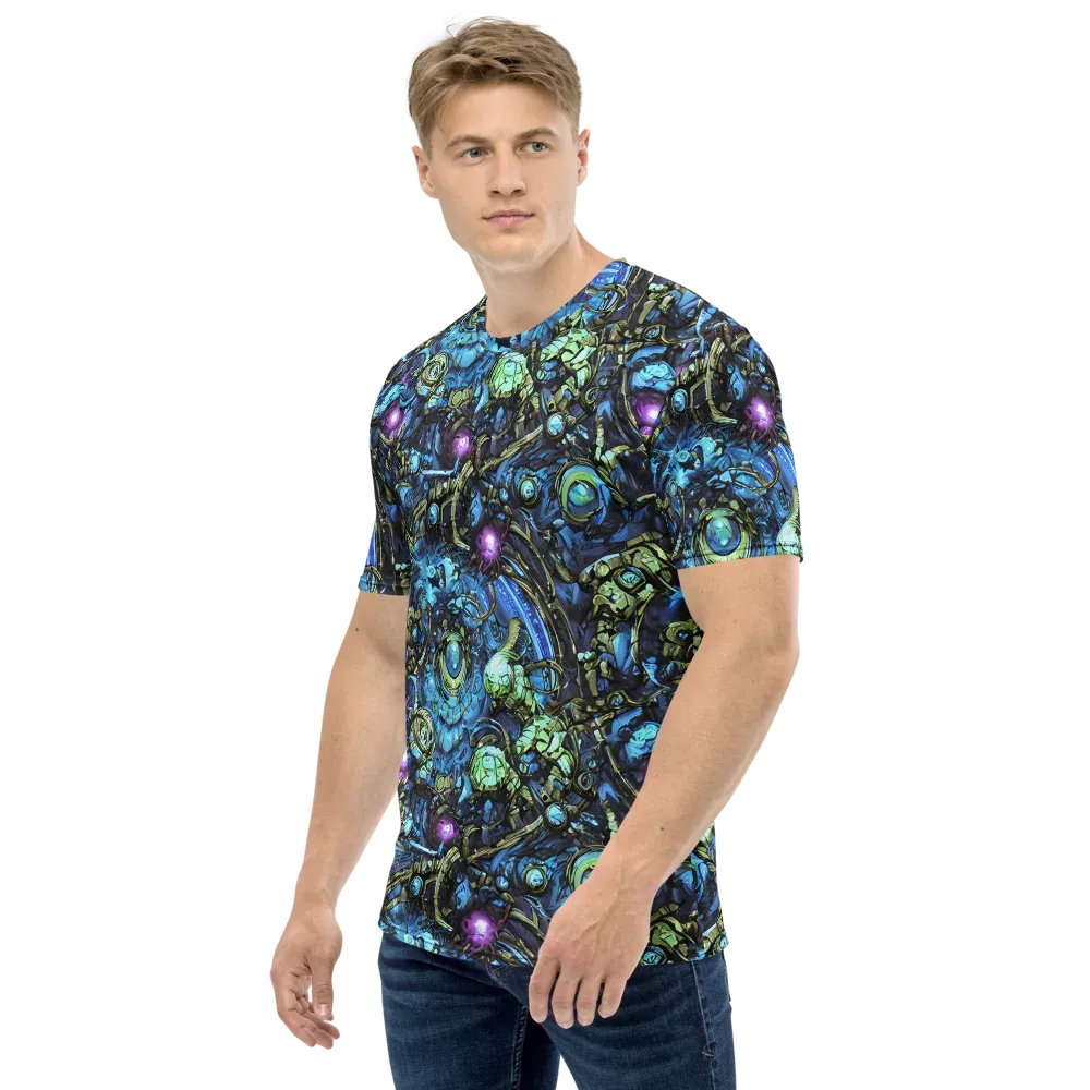Bioluminescent Circuit on Men's Crew Neck T-Shirt — Left