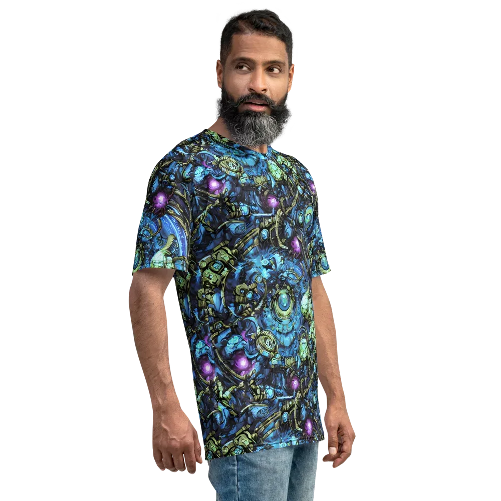 Bioluminescent Circuit on Men's Crew Neck T-Shirt — Right