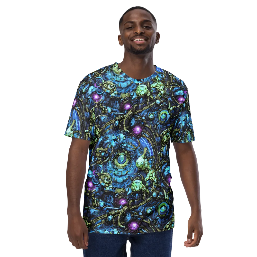 Bioluminescent Circuit on Men's Crew Neck T-Shirt — Front