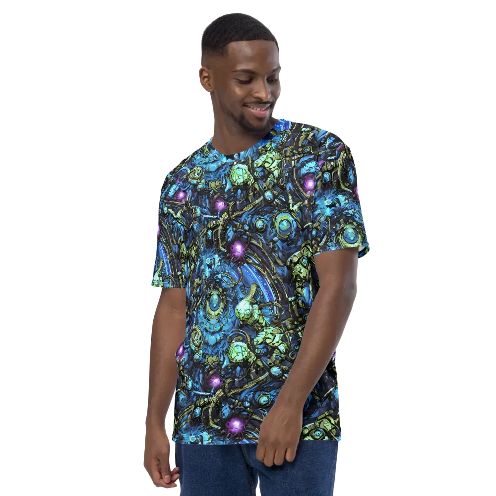 Bioluminescent Circuit on Men's Crew Neck T-Shirt — Left