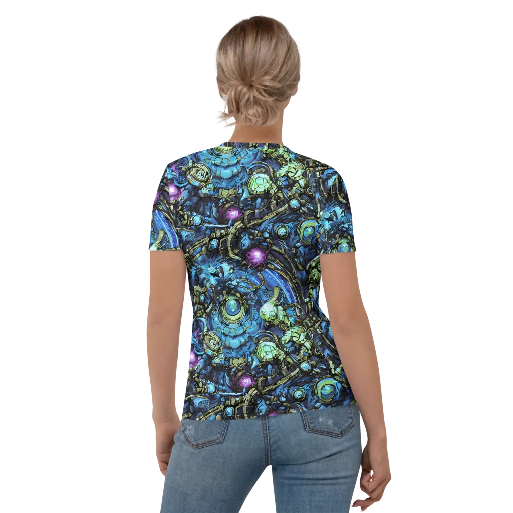 Bioluminescent Circuit on Women's Crew Neck T-Shirt — Back