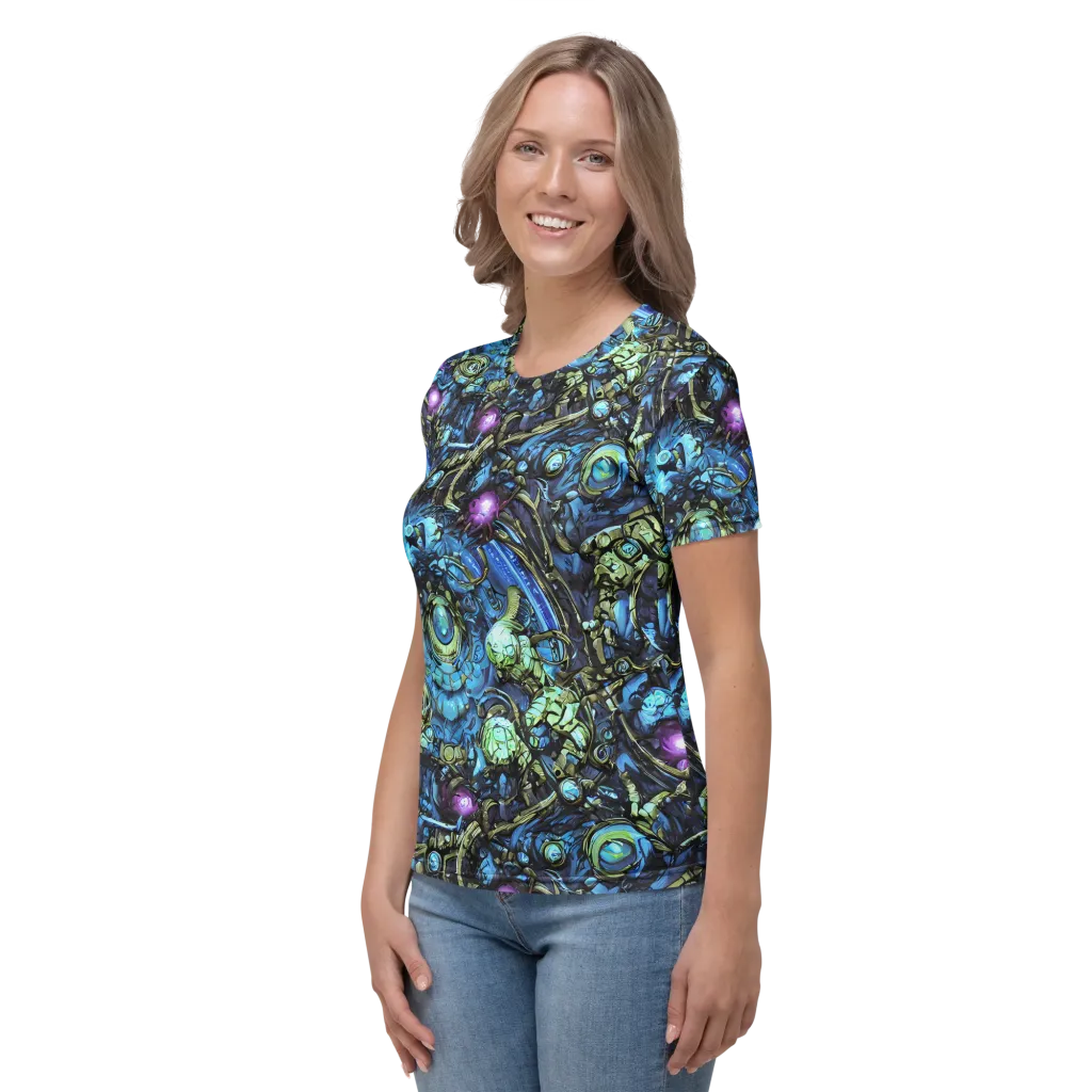 Bioluminescent Circuit on Women's Crew Neck T-Shirt — Left