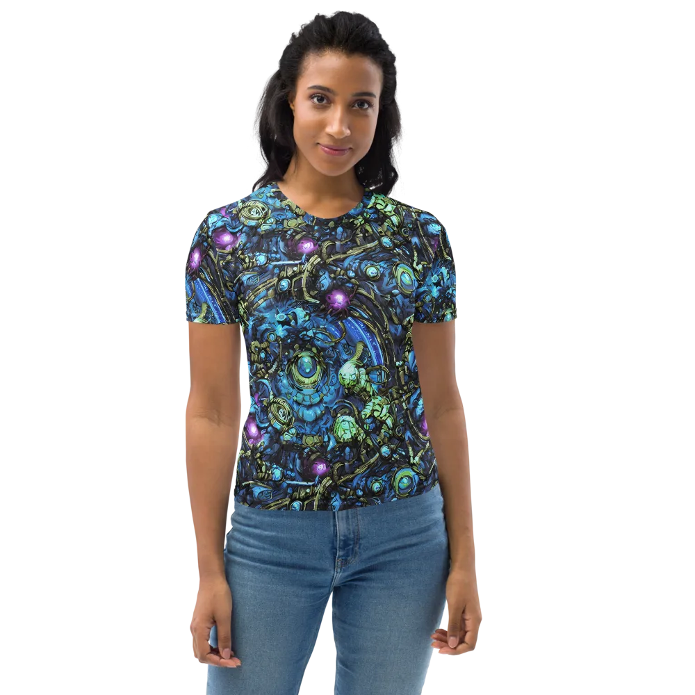 Bioluminescent Circuit on Women's Crew Neck T-Shirt — Front