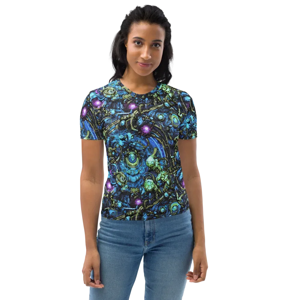 Bioluminescent Circuit on Women's Crew Neck T-Shirt — Front